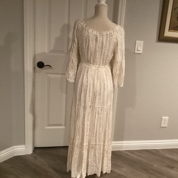 Me 2 Magic Metallic Design Dress, Size Small, Color White, Beige, Gold - Picture 3 of 3